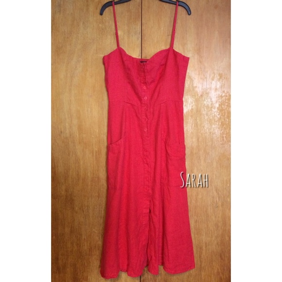 reformation red linen dress